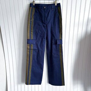 TWP Wide Leg Cargo Twill Navy Blue / Green Isa Pants Size 0